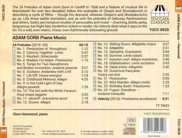 Adam Gorb: Piano Music - 24 Preludes, Velocity