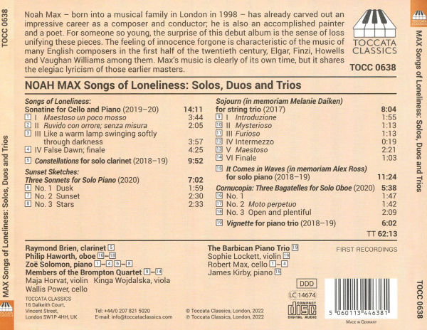 Noah Max: Songs of Loneliness - Solos, Duos and trios