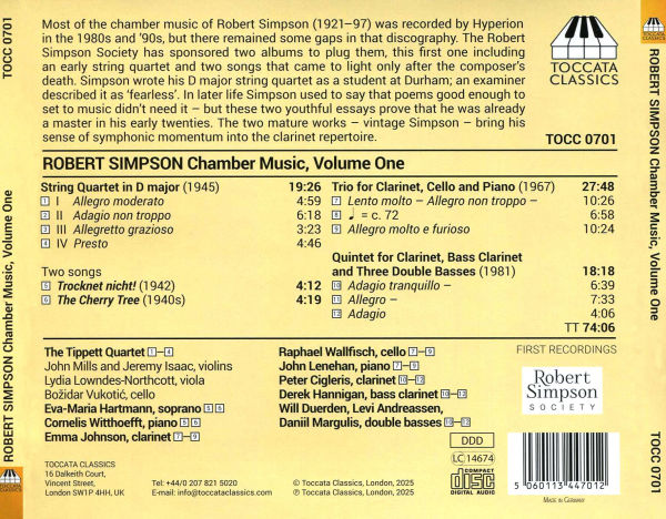 Robert Simpson: Chamber Music, Vol. 1