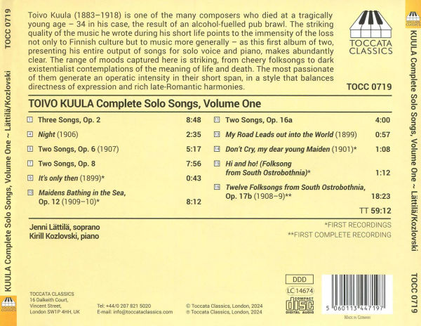 Toivo Kuula: Complete Solo Songs, Vol. 1