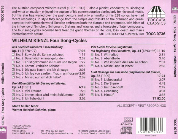 Wilhelm Kienzl: Four Song-Cycles