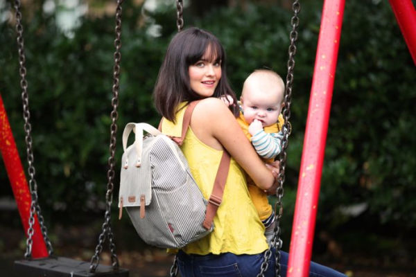 Babymel Robyn Convertible Backpack - Stripe Navy