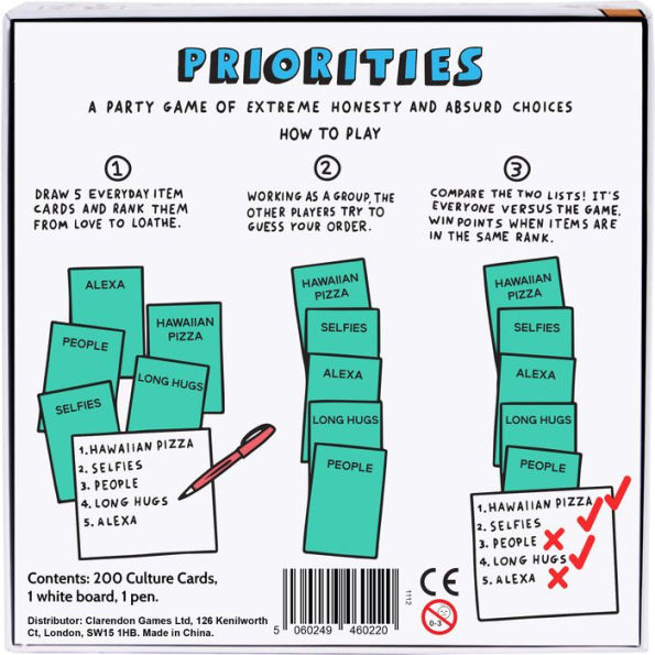 Priorities Party Game