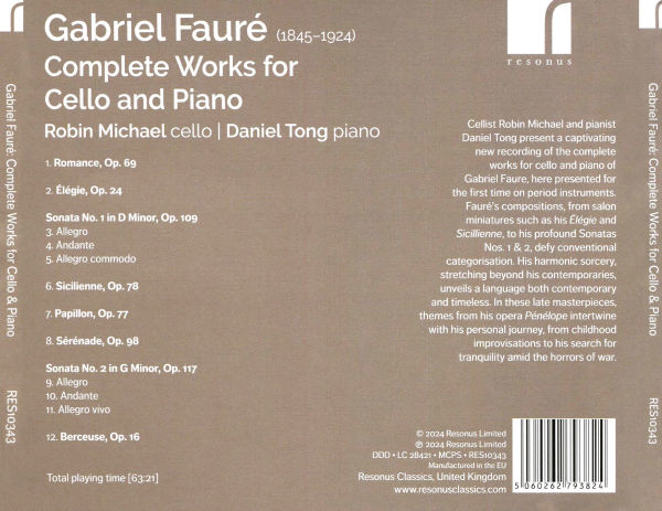 Gabriel Fauré: Complete Works for Cello and Piano