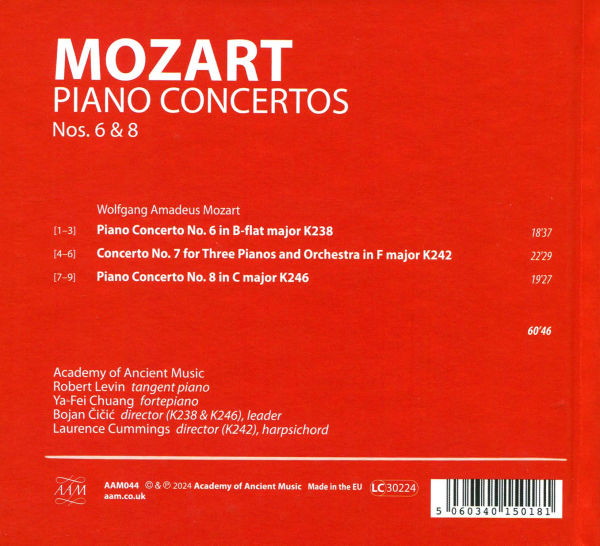 Mozart: Piano Concertos K238, K242, K246