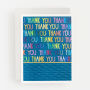 Rainbow Text On Green Thank You Greeting Card