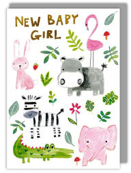 Title: Wild Animals Pink Baby Greeting Card