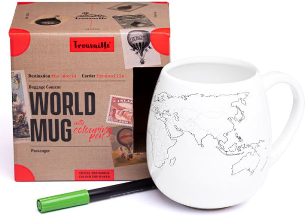 World Mug with Coloring Pen