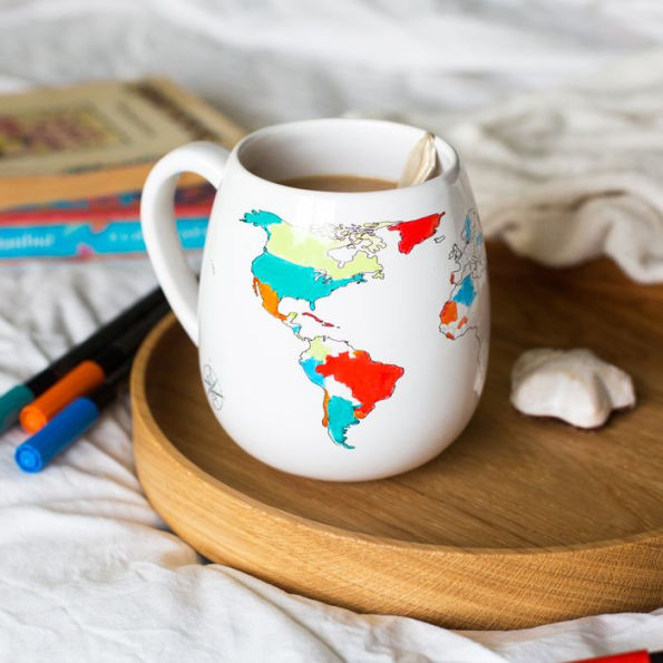 World Mug with Coloring Pen