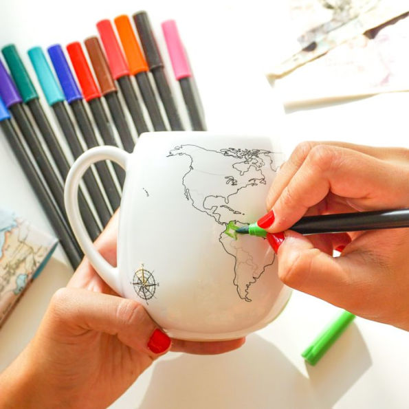 World Mug with Coloring Pen