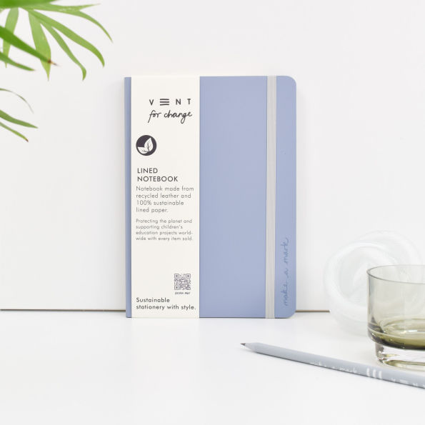 MAKE A MARK A5 Recycled Lined Leather Notebook Dusty Blue