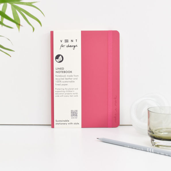 MAKE A MARK A5 Recycled Lined Leather Notebook Pink
