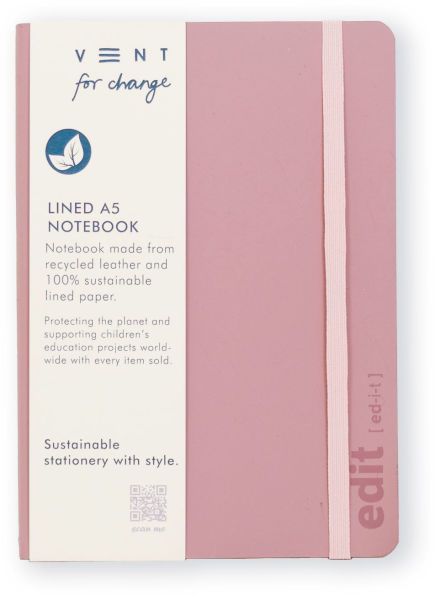 LUXURY COLLECTION EDIT A5 Recycled Lined Leather Notebook Powder Pink