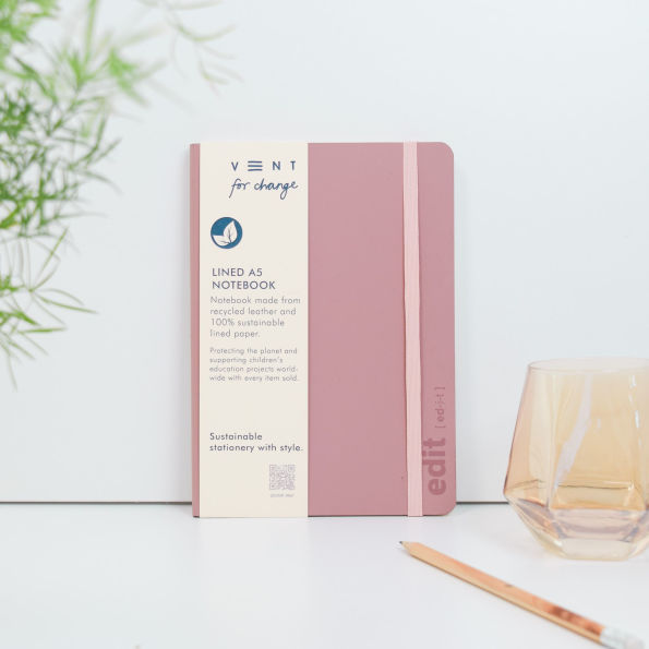 LUXURY COLLECTION EDIT A5 Recycled Lined Leather Notebook Powder Pink