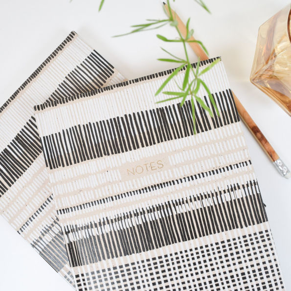 Recycled B&W Cross-stitch Lines Paper Source Journal