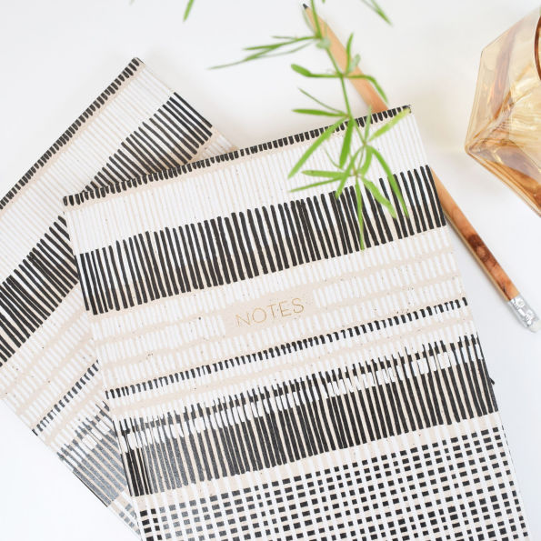 Recycled B&W Cross-stitch Lines Paper Source Journal