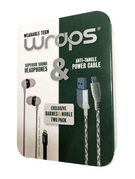 Wraps W2PBNSNLT B&N Exclusive Wearable Tech Twin Pack Headphone with Lightning Adapter and Lightning Charge Cable - Snow
