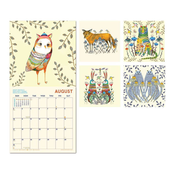 2025 Folk Art Animals Wall Calendar by Once Upon a Tuesday x Ashley