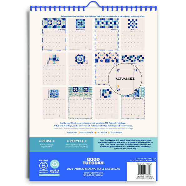 2026 Indigo A3 Calendar