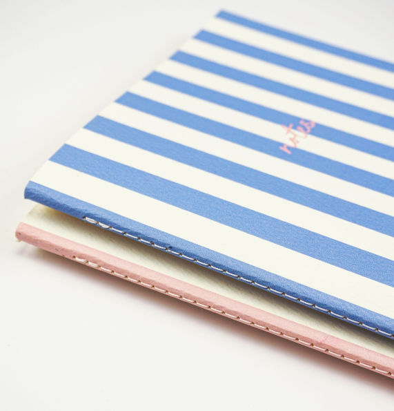 Handmade Striped Notebook 2PK Blue/Pink