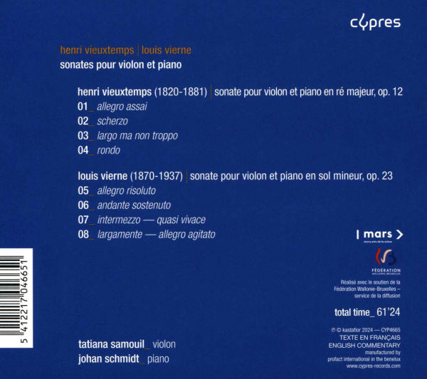 Sonates pour violon et piano: Henri Vieuxtemps, Louis Vierne