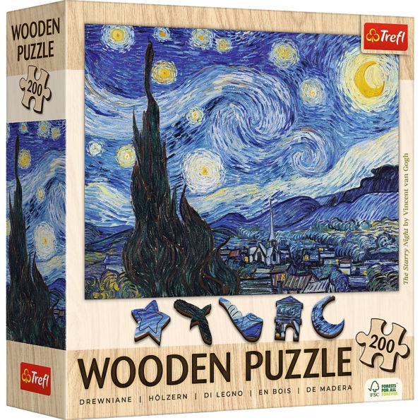 Wood Craft 200 Piece Wooden Puzzle - The Starry Night - Vincent van Gogh