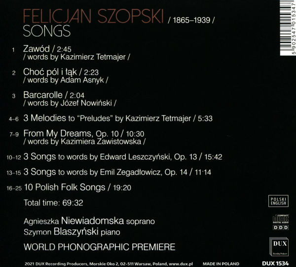 Felicjan Szopski: Songs