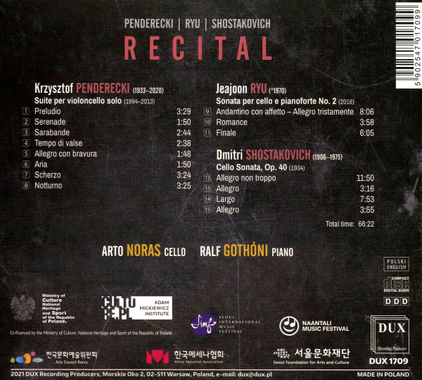 Recital: Penderecki, Ryu, Shostakovich