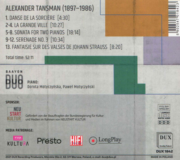 Alexander Tansman: Grande Ville - Works for Piano Duo