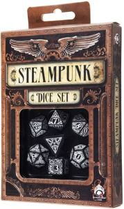 Title: Black and White Steampunk Dice Set