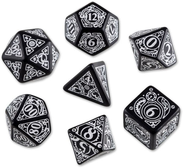 Black and White Steampunk Dice Set