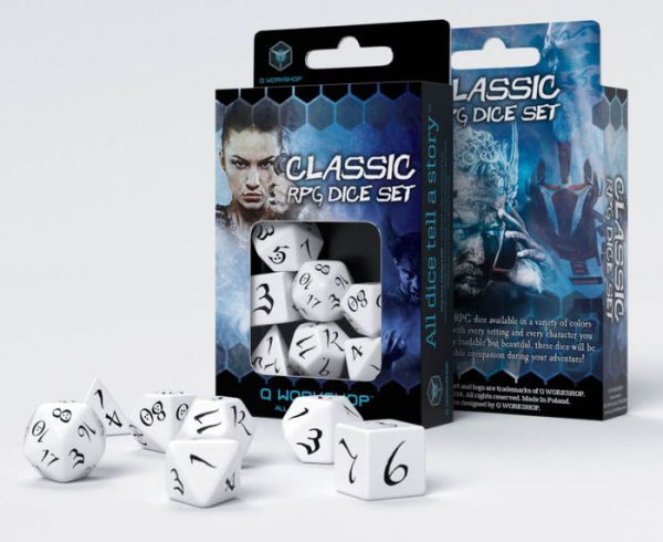 Classic RPG White & black Dice Set (7)