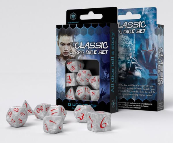 Classic RPG Pearl & red Dice Set (7)