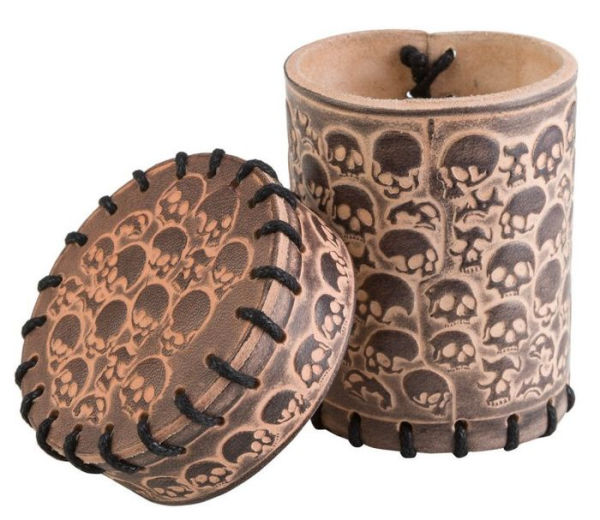 Skull Beige Leather Dice Cup