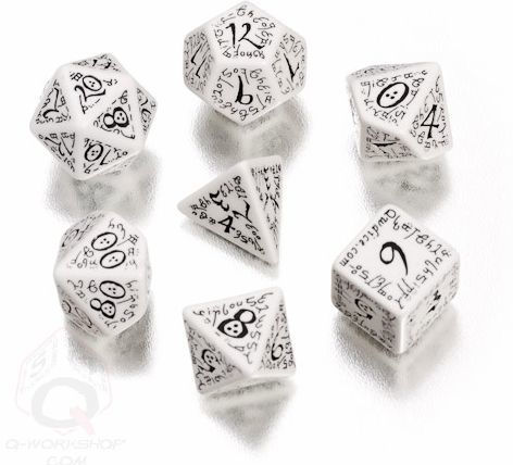 White and Black Elvish Dice Set