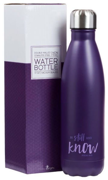 Be Still in Purple - Psalm 46:10 Stainless Steel Water Bottle