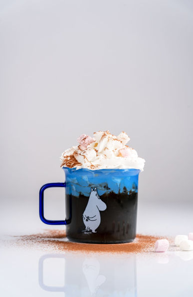 Moomin Glass Mug Moomin, blue with quote