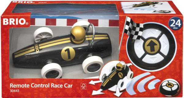 BRIO World Wooden Railway Train Set: RC Race Car Black & Gold