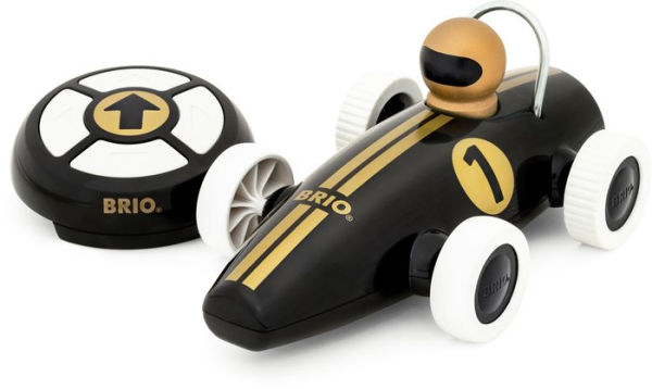 BRIO World Wooden Railway Train Set: RC Race Car Black & Gold