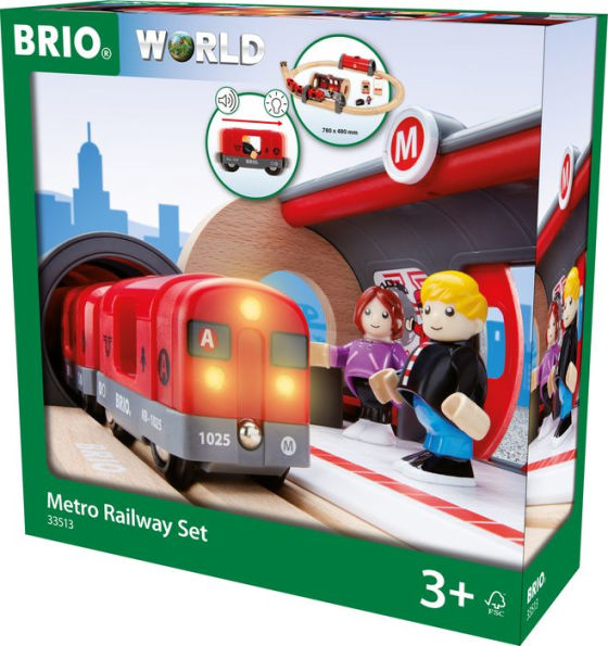 BRIO World Wooden Railway Train Set Metro Railway Set