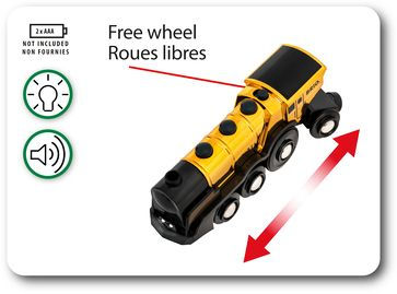 Brio World Wooden Railway Train Set - Mighty Golden Action Locomotive