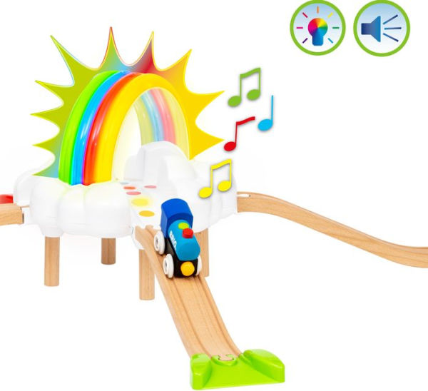 BRIO World Wooden Railway Train Set My 1st Railway Light Up Rainbow Set