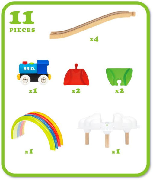 BRIO World Wooden Railway Train Set My 1st Railway Light Up Rainbow Set
