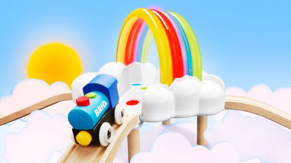 BRIO World Wooden Railway Train Set My 1st Railway Light Up Rainbow Set