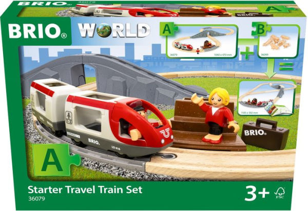 BRIO World Wooden Railway Train Set Starter Travel Train Set