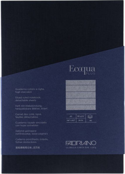 Ecoqua Plus Journal, A5, Glue-Bound, Lined, Navy