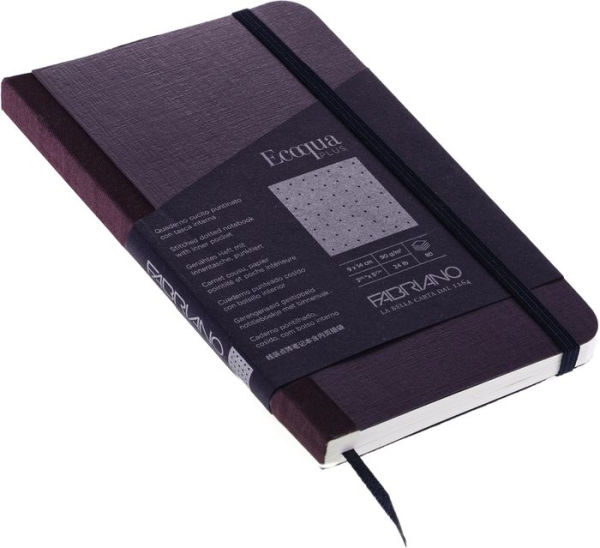 Ecoqua Plus Journal, 3.5 x 5.5, Fabric-Bound, Dotted, Wine