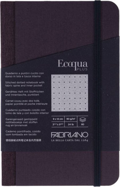 Ecoqua Plus Journal, 3.5 x 5.5, Fabric-Bound, Dotted, Wine