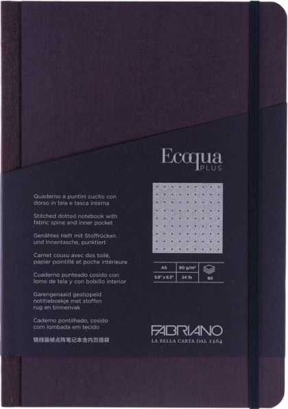 Ecoqua Plus Journal, A5, Fabric-Bound, Dotted, Wine