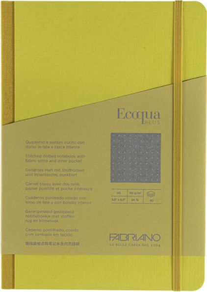 Ecoqua Plus Journal, A5, Fabric-Bound, Dotted, Yellow